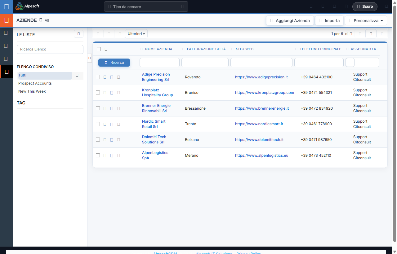Anagrafiche Aziende e Contatti AlpesoftCRM